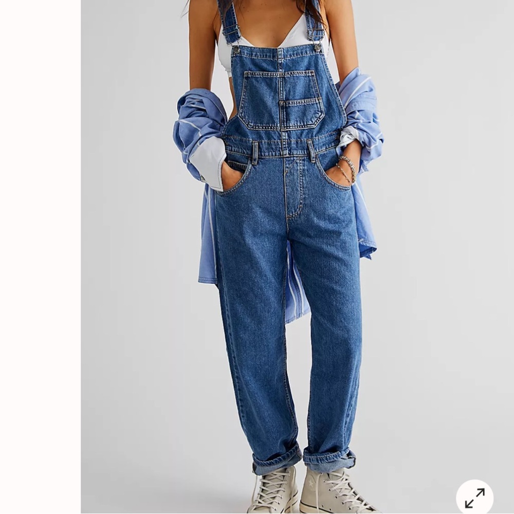We The Free Blue Denim Overalls